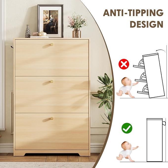 Nicetree Shoe Storage Cabinet, Slim Shoe Cabinet, Hidden Shoe Rack Cabinet - Image 9