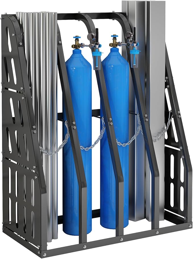 Vertical Long Parts Storage Rack, 500 lb Capacity, 4-Bay Black Steel Bar/Lumber by Unknown