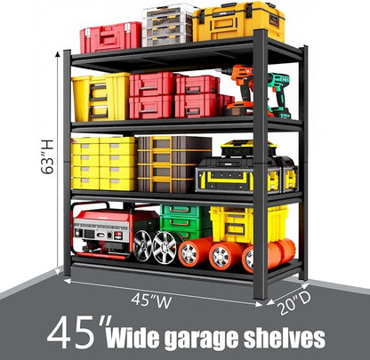 45''W Metal Garage Shelving, 4-Tier Heavy Duty Shelving Unit, Adjustable Garage - Image 2