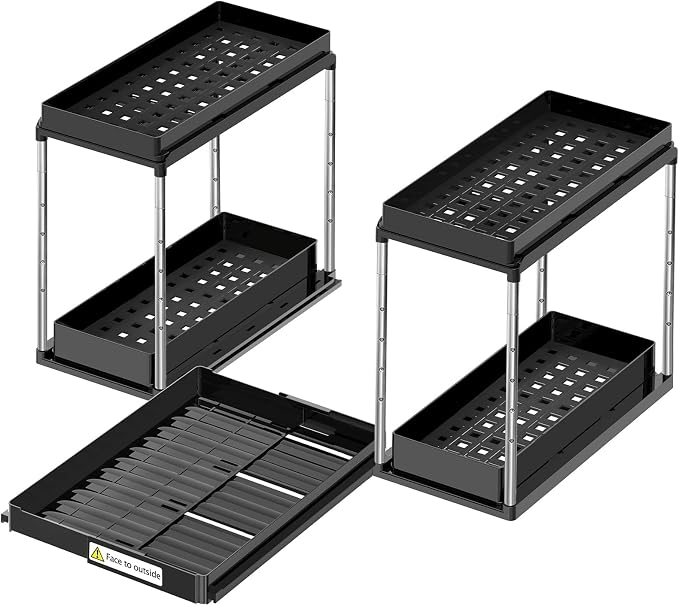 NIUXX Expandable Under Sink Organizer: 2 Tier Height Adjustable Under Cabinet by NIUXX