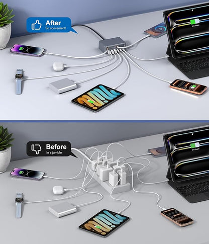 Upgraded 8-in-1 Retractable USB C Charger Block, 120W GaN Multi Charging - Image 6