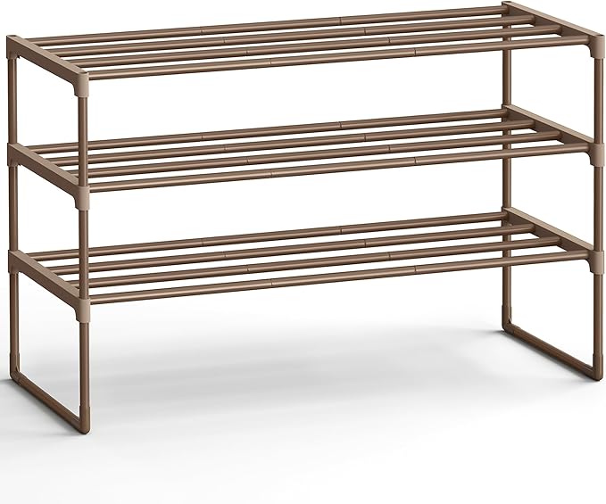 SONGMICS Shoe Rack, 3-Tier Shoe Organizer, Metal Storage Shelf, Upright or by Unknown