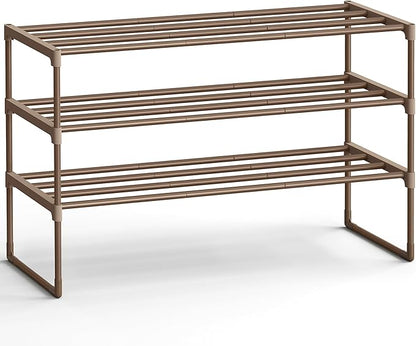 SONGMICS Shoe Rack, 3-Tier Shoe Organizer, Metal Storage Shelf, Upright or by Unknown