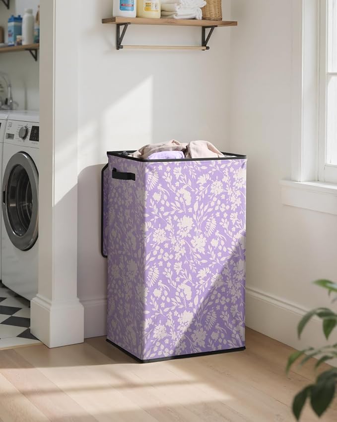 SOLEDI Laundry Hamper with Lid, 90L Tall & Large Floral Laundry Basket - Image 2