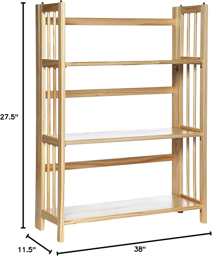 Casual Home 3-Shelf Folding Stackable Bookcase-Natural - Image 13