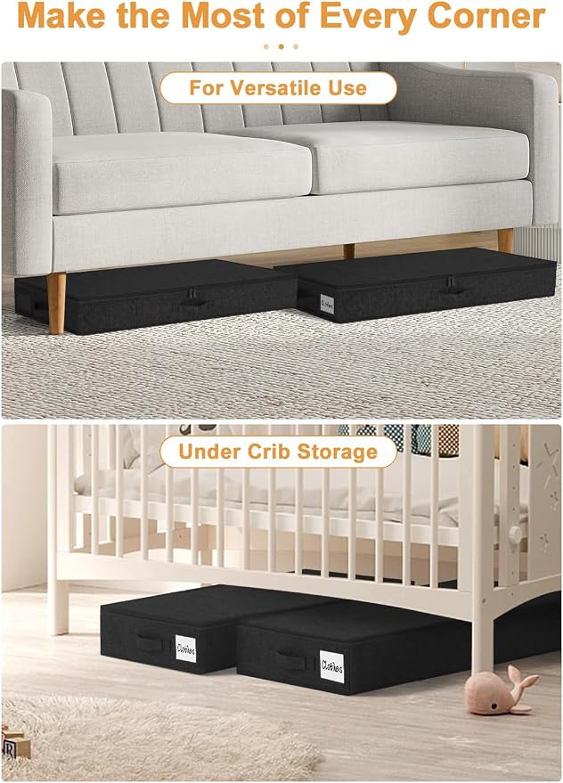 punemi Under Bed Storage Containers, 4.5 Inches Tall Low Profile Underbed - Image 5