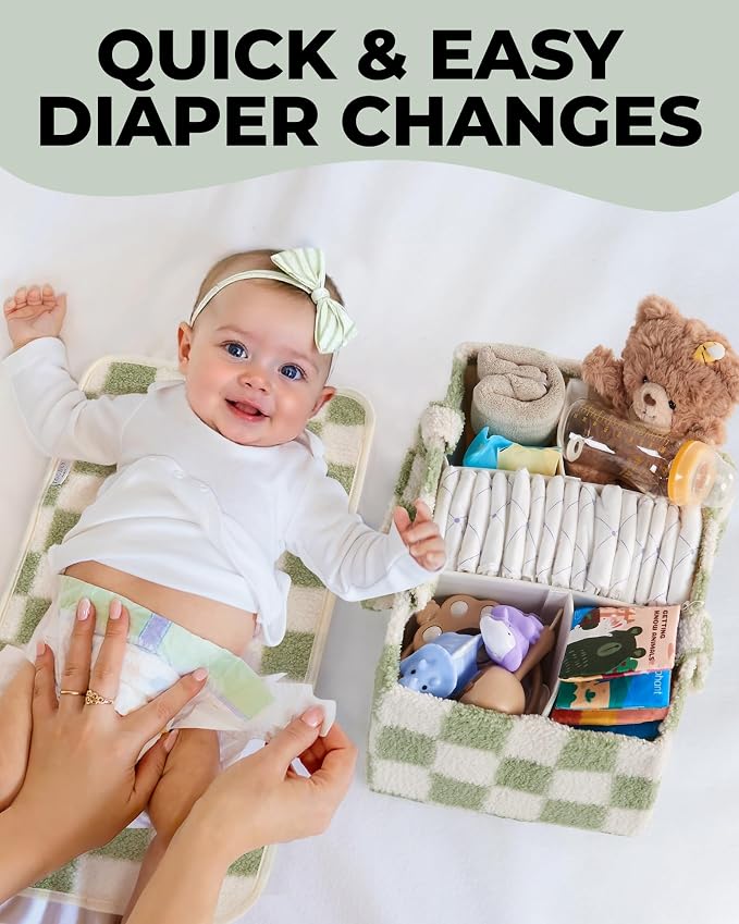 Checkered Diaper Caddy Organizer - Image 3