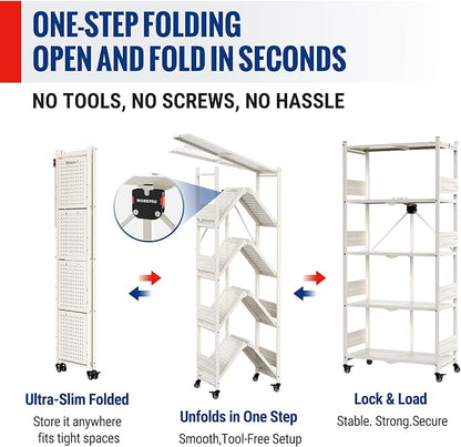 WORKPRO 5-Tier Folding Shelf, No-Assembly Metal Storage Rack - Image 5
