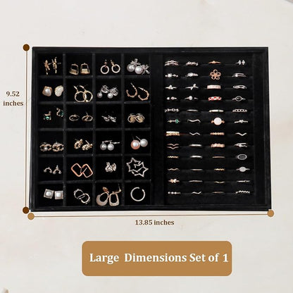 Large Jewelry Organizer for Drawer Insert Velvet Stackable Jewelry Trays for - Image 5
