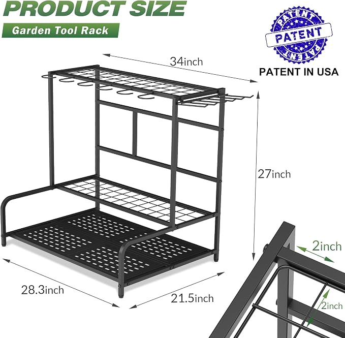 Sttoraboks Garden Tool Organizer Rack Up to 39 Tools, Heavy-Duty Steel Yard - Image 2