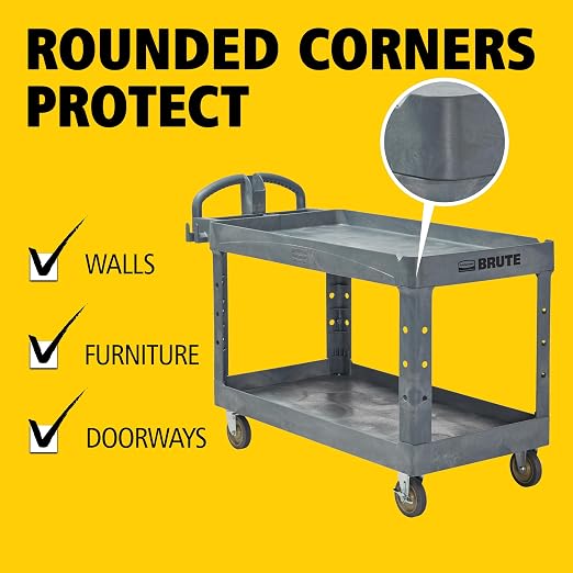 Rubbermaid Commercial Products BRUTE Heavy Duty 2-Shelf Utility/Service Cart - Image 7