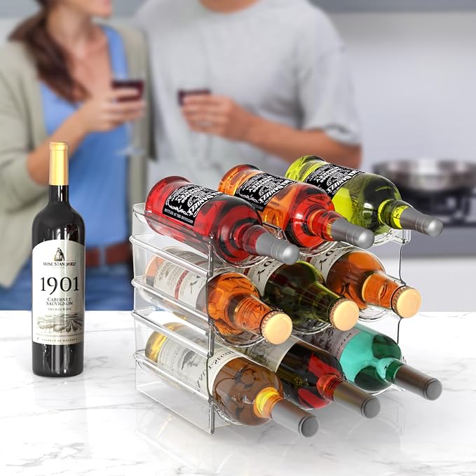 Wine Rack for Inside Cabinet, Wine Bottle Holder Clear Wine Storage Shelf - Image 2