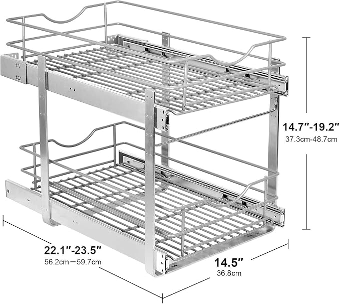 2 Tier Pull Out Cabinet Organizer, Soft Close Slide Out Drawer - Image 3