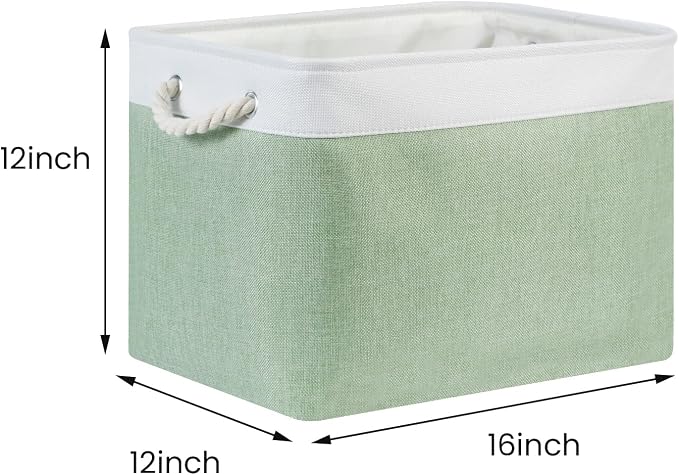 Bidtakay Baskets Fabric Closet Organizer Set of 2 Green Collapsible Storage Bins - Image 8