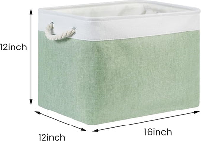 Bidtakay Baskets Fabric Closet Organizer Set of 2 Green Collapsible Storage Bins - Image 8