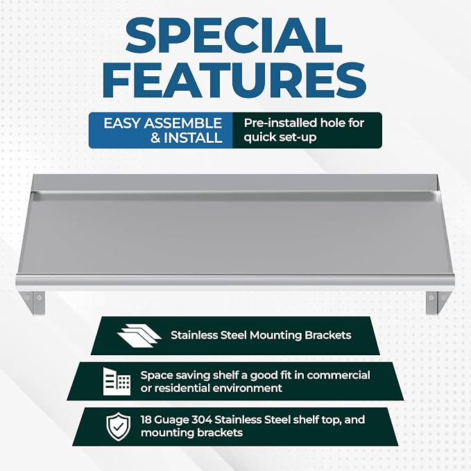 304 Stainless Steel Slanted Wall Rack Shelf - Image 4