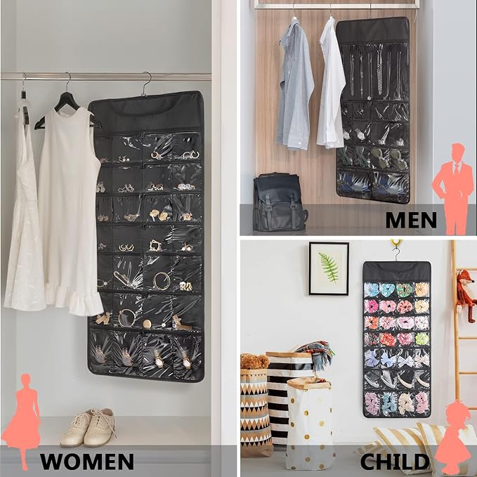 FOREGOER Hanging Jewelry Organizer Double Sided 43 Pockets Large Necklace - Image 5
