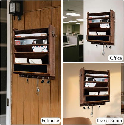 Rustic wall mail organizer, Key and Mail File Holder - Image 6