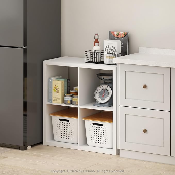 Furinno HERMITE Kitchen Island, 4-Cube Coffee Bar, Extra Thick Kitchen Storage - Image 2