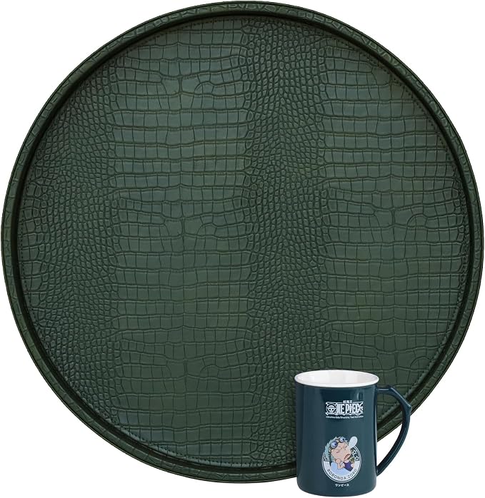 HofferRuffer Round Serving Tray 20'', Elegant Faux Leather Circle Ottoman Table by HofferRuffer