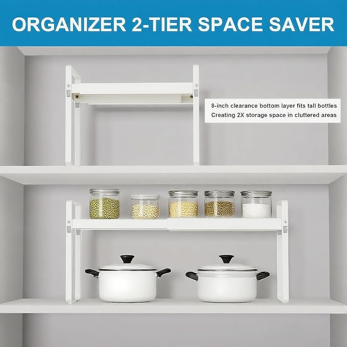 Expandable Cabinet Shelf Organizer 14-25 Inch Adjustable Length, Under Sink - Image 7