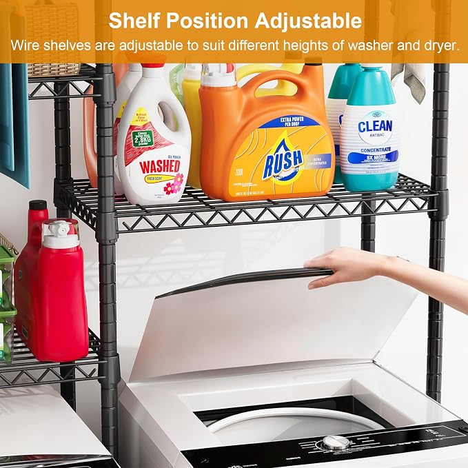 U14 Medium Over the Washer and Dryer Shelves, 4 Tiers Laundry Room Storage and - Image 4