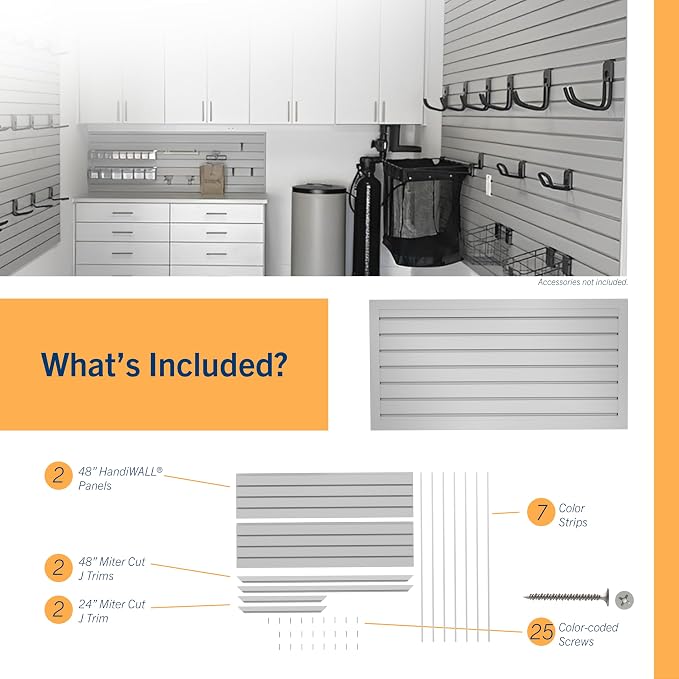 HANDIWALL PVC Slatwall Garage Wall Organizer, 4x2ft Heavy Duty Framed Slatwall - Image 5