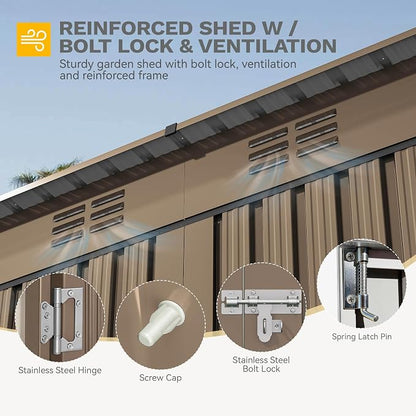 DWVO 9' x 4' Outdoor Storage Shed, Large Metal Tool Sheds, Heavy Duty Storage - Image 5
