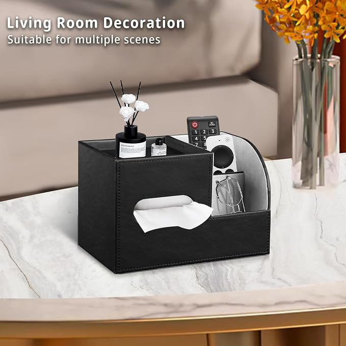 PU Leather Tissue Box Cover Square, Tissue Box Holder Organizer - Image 6