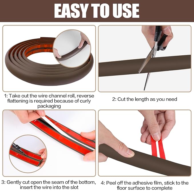 Floor Cord Cover Cable Cavity Self Adhesive Cord Hider Floor 10FT Floor Cable - Image 8