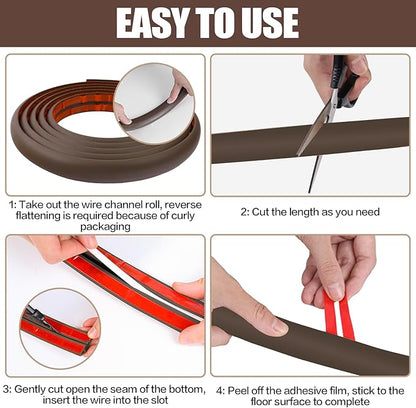 Floor Cord Cover Cable Cavity Self Adhesive Cord Hider Floor 3.3FT Floor Cable - Image 8