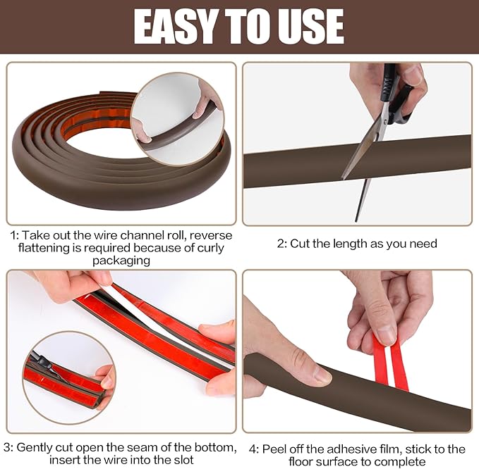 Floor Cord Cover Cable Cavity Self Adhesive Cord Hider Floor 10FT Floor Cable - Image 8