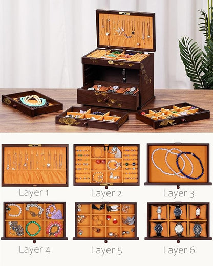 Hand-drawn rose Jewelry Box Wood - Image 6