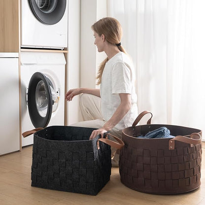 boldmonkey Laundry Basket 16.5 " x13 x13, Large Rectangular Felt Fabric Blanket - Image 6
