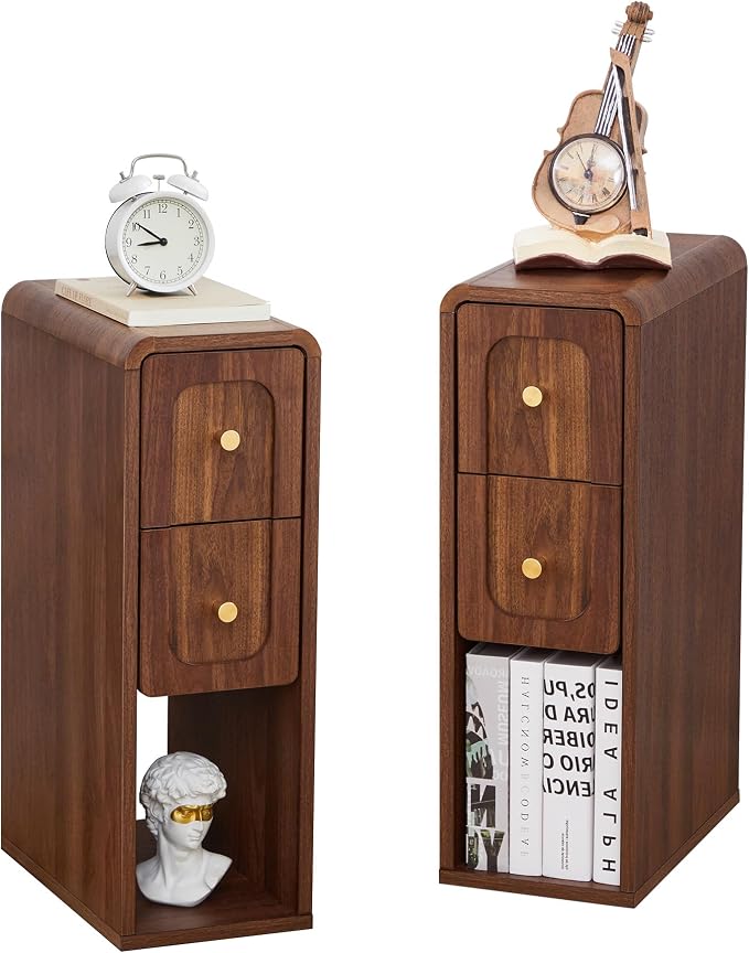Small Nightstand Set of 2, Wooden Narrow Nightstands by MAHYIZYI-SimpleFashionable