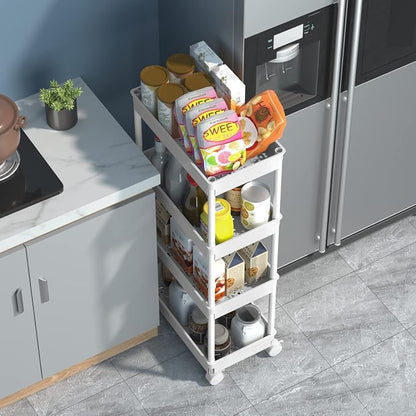 Sooyee 4 Tier Wide Storage Cart Mobile Shelving Unit Organizer Slide Out - Image 2