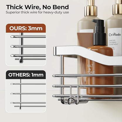 Orimade Shower Caddy Basket Shelf Storage Rack Pack of 2, No Drilling Wall - Image 4