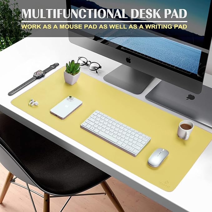 K KNODEL Large Office Leather Desk Mat, Mouse and Keyboard Pad, Computer and - Image 2