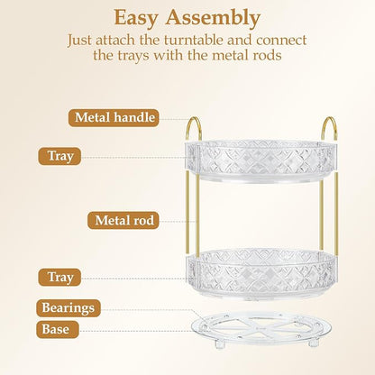 360 Rotating Makeup Organizer for Vanity, 2 Tier Adjustable Perfume Organizer - Image 4