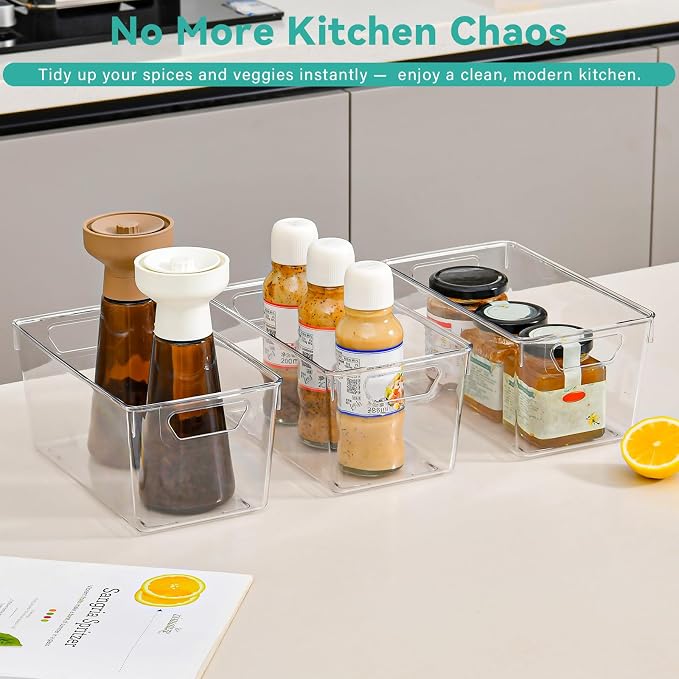 12 Pack Clear Plastic Storage Bins, Acrylic Pantry Organizer and Storage Bins - Image 7