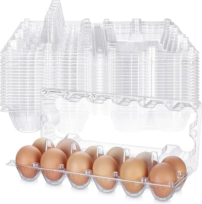 100 Pcs Plastic Egg Carton, 12 Grids Clear Chicken Egg Tray Disposable Plastic by Tanlade