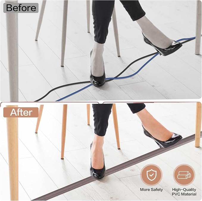 Floor Cord Cover Self Adhesive Cord Hider Floor Extension Cord Covers - Image 5