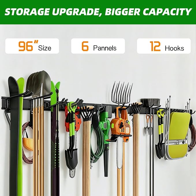 PIYILO Garage Wall Organizer, 96 in Garden Tool Organizer - Image 2