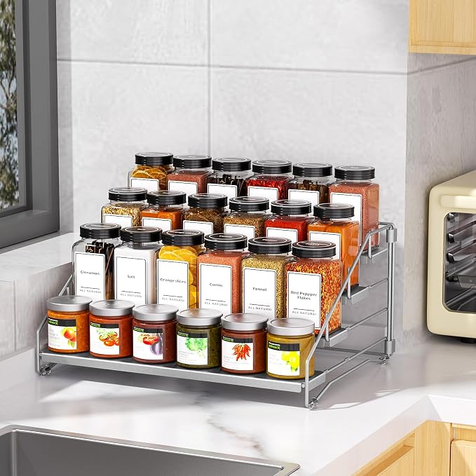 4 Tier Spice Rack for Cabinet, Spice Rack Organizer, Depth Adjustable Spice - Image 9