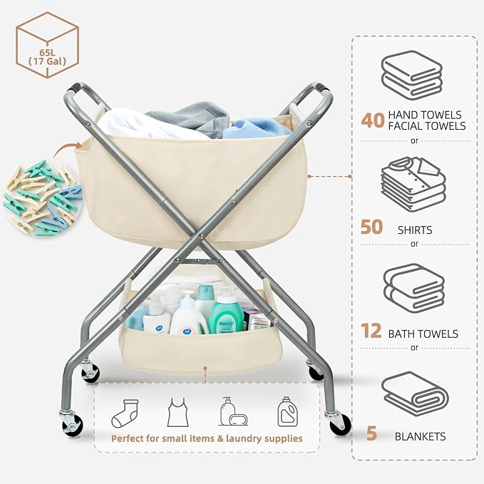 STORAGE MANIAC Collapsible Laundry Cart - Image 4