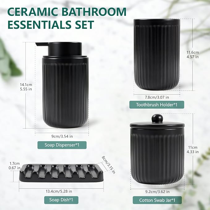 BosilunLife Black Bathroom Accessories Set - Image 2