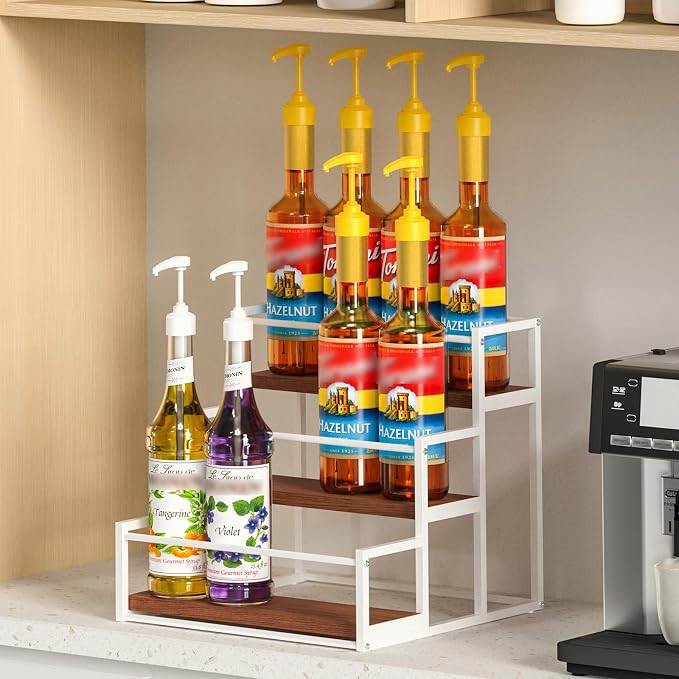 THYGIFTREE Coffee Syrup Rack Organizer 3-Tier 12 Syrup Bottles Holder Stand by THYGIFTREE
