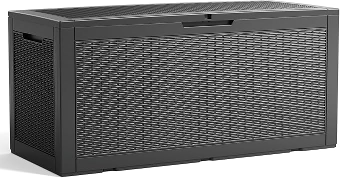 100 Gallon Waterproof Large Resin Deck Box, Lockable Storage Container by GGYI