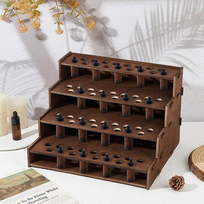 PH PandaHall 68 Holes Wooden Essential Oil Organizer Holder, 4-Tier Tabletop - Image 5