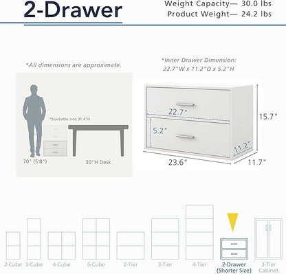 Homes: Inside + Out Apexa 2-Drawer Wooden Stackable Storage Drawers, Small Food - Image 3
